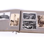 A vintage photograph album containing postcards and photographs from the 'English Historical
