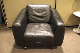 Vintage / Retro : a Habitat black leather club chair called the 'Escalus ' ( Titled under) H80 x