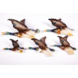 Jema Holland : A set of five graduated wall mount flying ducks, marked verso.