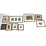 Nine monochrome engravings depicting mining and caving scenes.