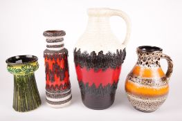 Four mid-century West German vases.