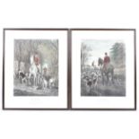 A pair of coloured prints of horse riders.