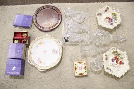 A group of assorted cut glassware and Wedgwood china.