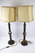 A pair of contemporary marble table lamps.