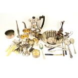 An assortment of 19th century and later silver plate.