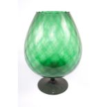 Vintage / Retro : A Kitsch 1970s large green blown glass footed vase. Probably Italian.