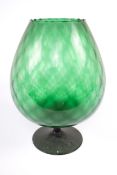 Vintage / Retro : A Kitsch 1970s large green blown glass footed vase. Probably Italian.