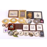 A large collection of assorted vintage miniatures, mostly printed.