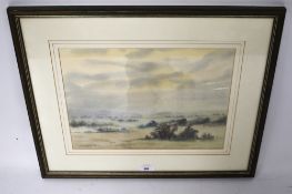 A contemporary watercolour signed Patricia Lynsey. Depicting a misty landscape, 28.5cm x 38.
