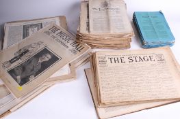 An assortment of Victorian early booklets and bound newspapers.