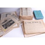 An assortment of Victorian early booklets and bound newspapers.