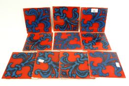 Ten ceramic tiles by Carter Tiles of Poole, Dorset.