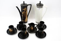 A Portmeirion five piece coffee service and an additional coffee pot.