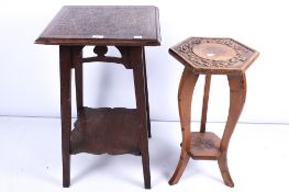 Two 20th century carved wooden tables.