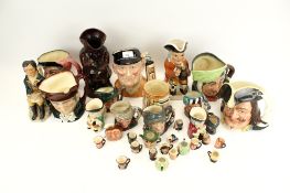 A collection of mostly Royal Doulton character jugs. Including 'Falstaff' and 'Capt.