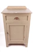 A vintage pine single door cupboard. Painted grey with drawer beneath, L61cm x D43cm x H96.