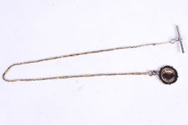 A hallmarked silver and yellow metal Albert chain and fob. Combined length 45cm 18.