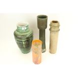 A collection of four assorted 20th century pottery vases and a lustre ware vase.