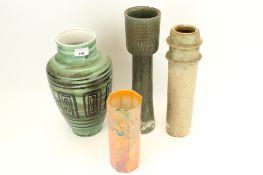 A collection of four assorted 20th century pottery vases and a lustre ware vase.