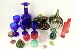 A collection of assorted 20th century coloured glassware.