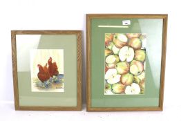 Two contemporary watercolours. One depicting a pair of chickens, signed 'P. M. Orpen' 21.5cm x 16.