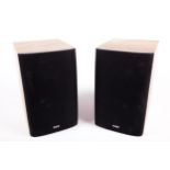 A pair of small Bower & Wilkins (B&W) speakers. DM600 S3. H28.