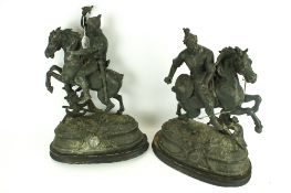 A pair of contemporary spelter figures.