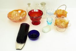 A group of assorted glassware including carnival glass. Max.