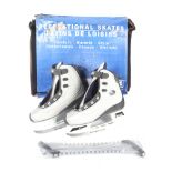A pair of CCM recreational ice skates. Size 5, blades may require attention.
