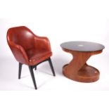 Vintage / Retro : An oval coffee/occasional table and a Gio Ponti style CTC Romania armchair.