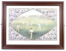 A print of 'English and Australian Cricketers'.