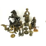 A collection of pewter and metal figures.