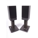 A pair of Linn Index bi wired stereo speakers on stands.