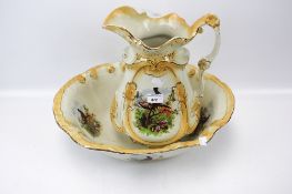 A ceramic pitcher and basin.