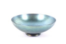 A Steuben blue Aurene Art Glass footed bowl.