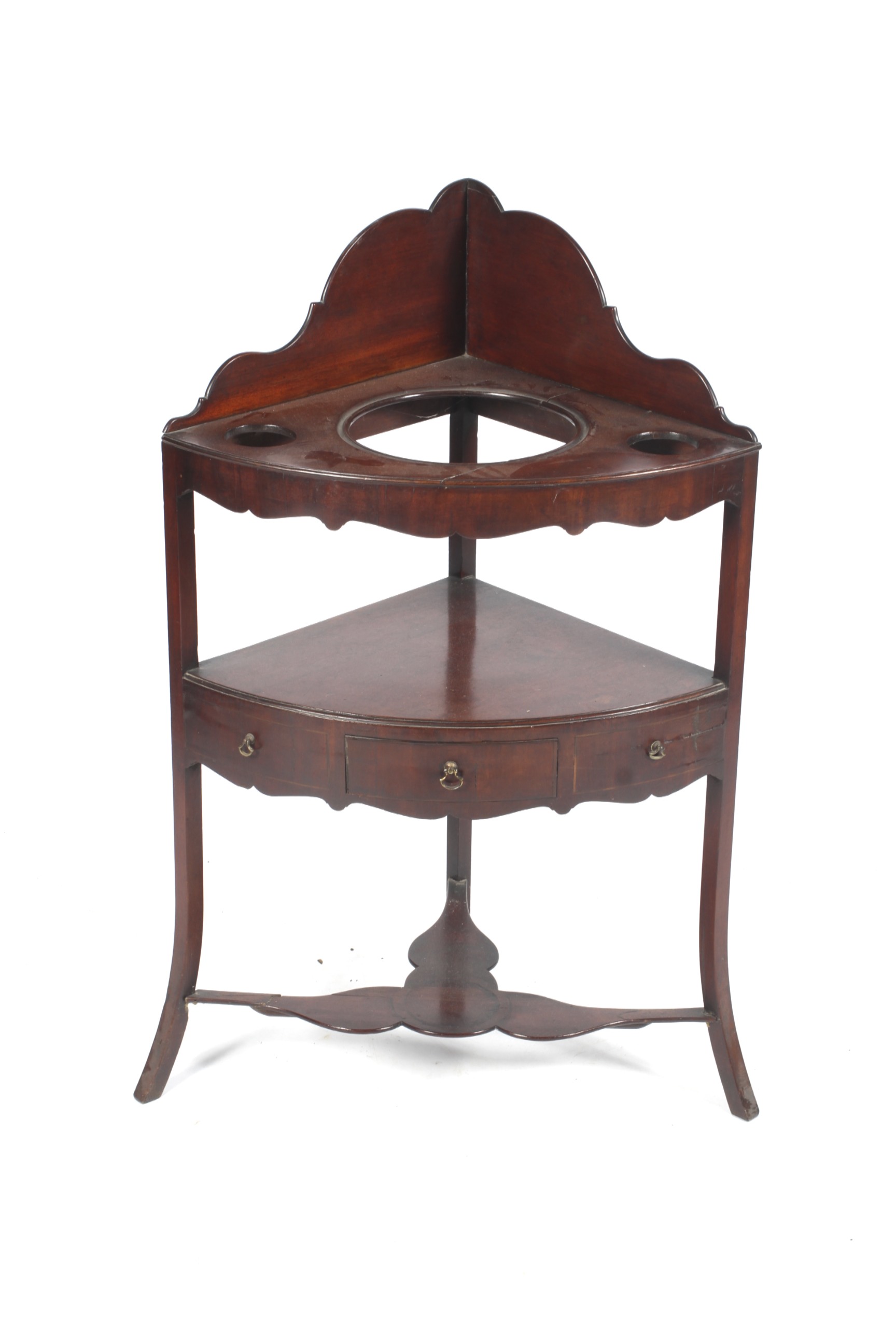 A Victorian mahogany corner washstand.