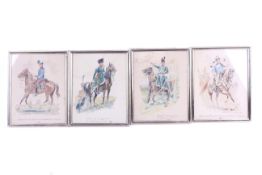 Four Richard Knötel the Younger (1857-1914) historical military watercolours.