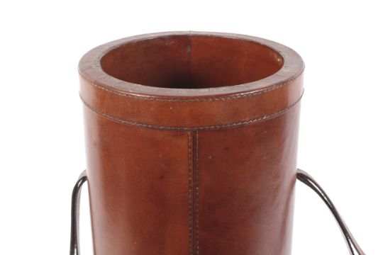 A contemporary good quality leather Stick Stand of cylindrical form with leather straps to side, 66. - Image 2 of 2