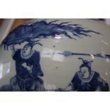 A Chinese porcelain Qing Dynasty blue and white baluster Warrior vase.