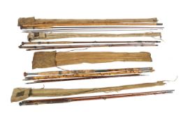 Four vintage salmon and sea fishing rods