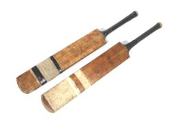 Two vintage cricket bats. Comprising The