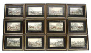 A set of twelve hand coloured hunting re