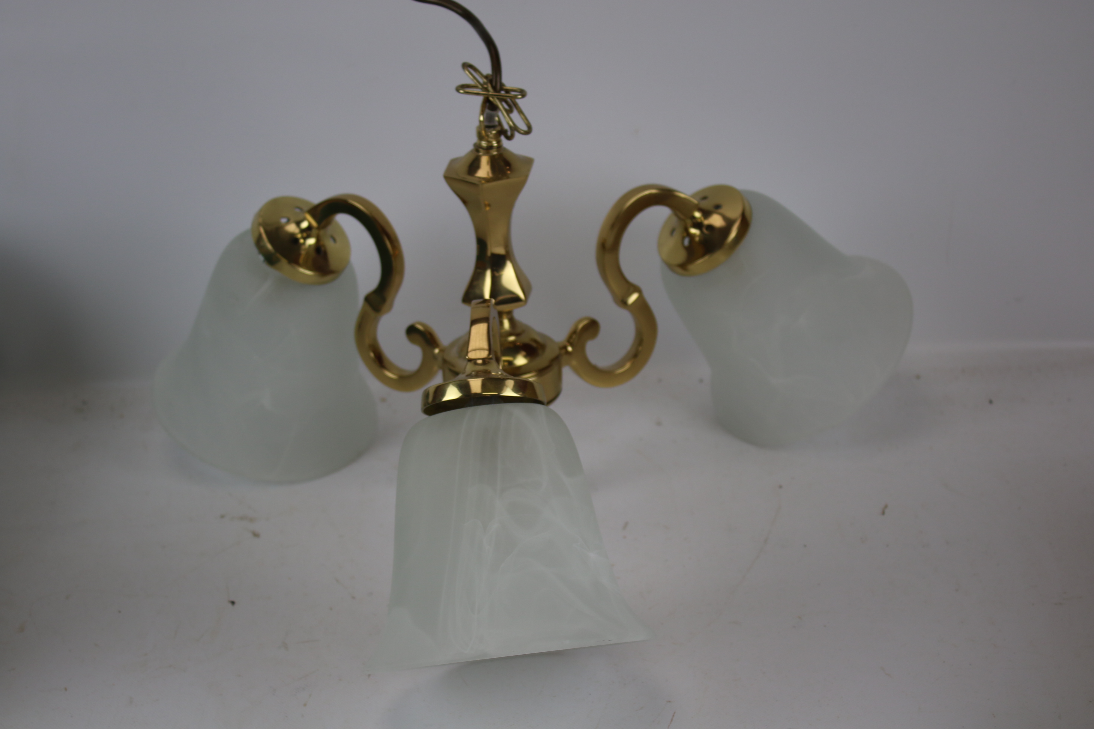 A 20th century brass ceiling light. Thre - Image 2 of 2