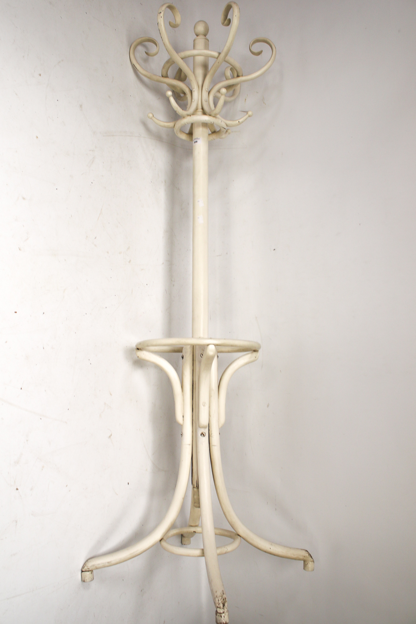 A classic bentwood hat stand. Painted wh