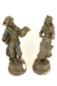 A pair of French gilt spelter figures. O