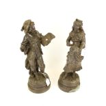 A pair of French gilt spelter figures. O