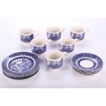 A set of Churchill 'Willow' pattern tea