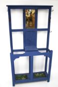 A vintage wooden hall stand. Painted blu