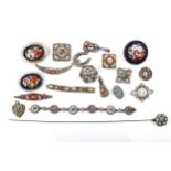 A collection of Victorian and later micro-mosaic jewellery, mostly depicting flowers.