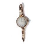 An early 20th century lady's 15ct gold cased bracelet watch, circa 1919.